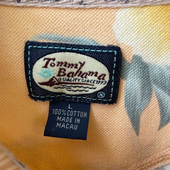 Vintage Tommy Bahama Tropical Hibiscus Flower Polo Golf Shirt Cotton L - Picture 6 of 6